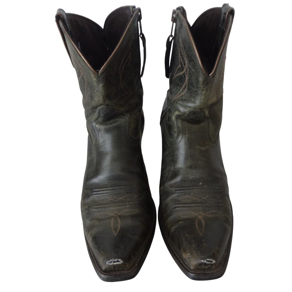 Ariat Darlin Olive Green Ankle Western Boot Women 11 Short Inside zip Distressed - Picture 2 of 8